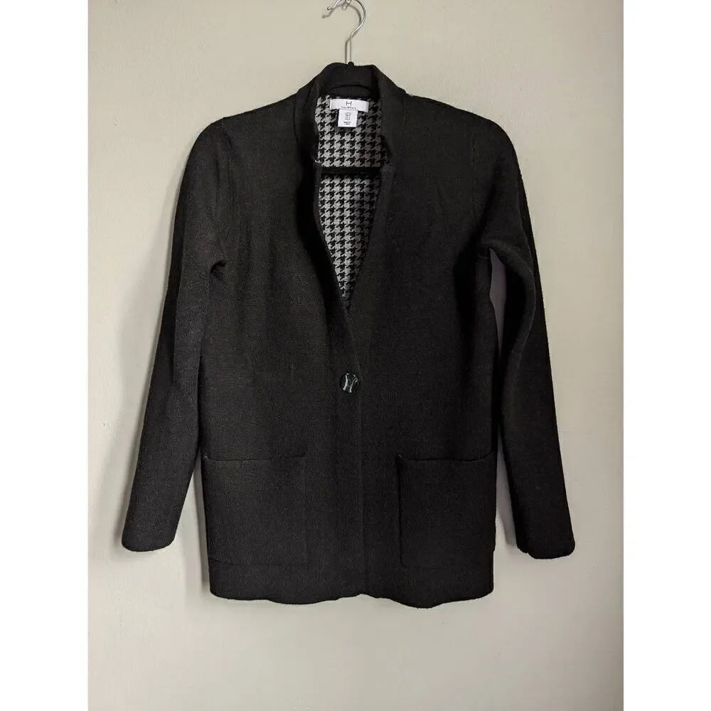 H by Halston One button hounds tooth cardigan size Small